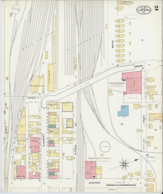 Sanborn Fire Insurance Map from Corning, Steuben County, New York (1903), Sheet #0002 - Complete Map Set gallery image, historic Sanborn map, vintage wall art, New York New York