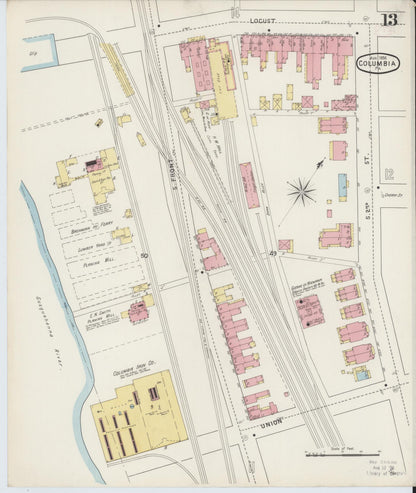 Sanborn Fire Insurance Map from Columbia, Lancaster County, Pennsylvania (1894), Sheet #0013 - Complete Map Set gallery image, historic Sanborn map, vintage wall art, Pennsylvania Pennsylvania