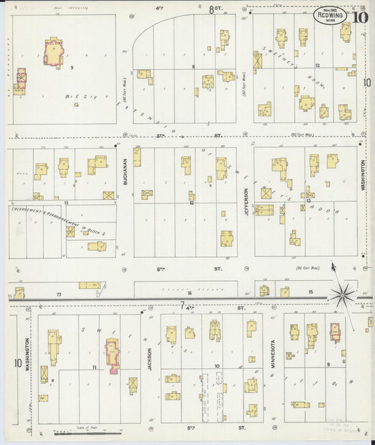 Sanborn Fire Insurance Map from Red Wing, Goodhue County, Minnesota (1902), Sheet #0010 - Historic Sanborn Fire Insurance Map Print, vintage old map wall art, antique decor, genealogy gift, Minnesota Minnesota map