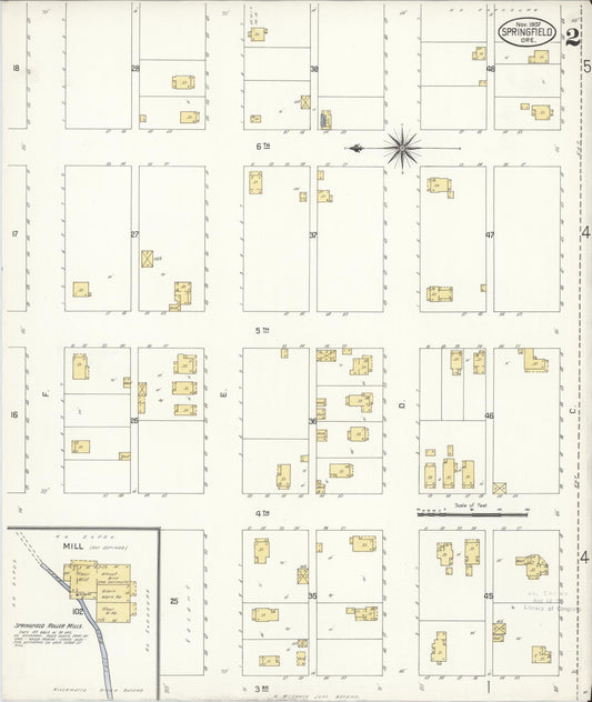 Sanborn Fire Insurance Map from Springfield, Lane County, Oregon (1907), Sheet #0002 - Historic Sanborn Fire Insurance Map Print, vintage old map wall art, antique decor, genealogy gift, Oregon Oregon map