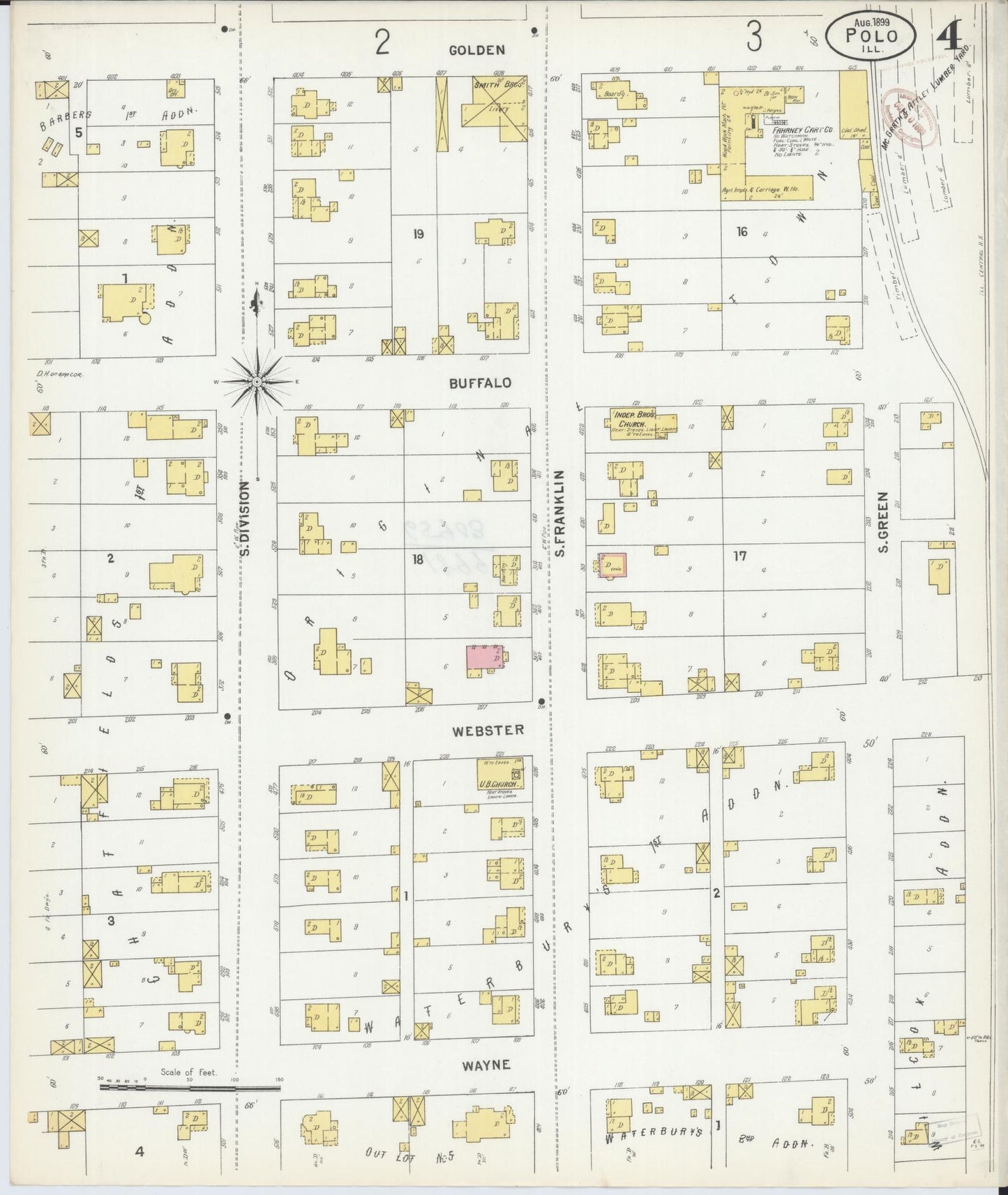 Sanborn Fire Insurance Map from Polo, Ogle County, Illinois (1899), Sheet #0004 - Complete Map Set gallery image, historic Sanborn map, vintage wall art, Illinois Illinois