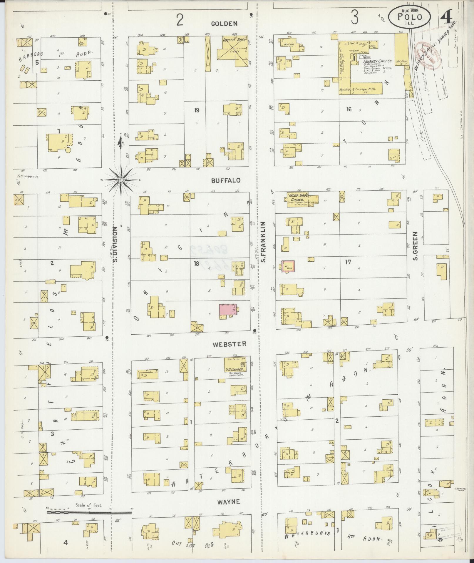 Sanborn Fire Insurance Map from Polo, Ogle County, Illinois (1899), Sheet #0004 - Complete Map Set gallery image, historic Sanborn map, vintage wall art, Illinois Illinois