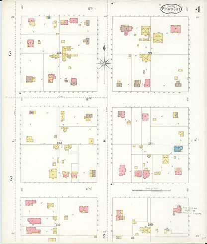 Sanborn Fire Insurance Map from Provo, Utah County, Utah (1900), Sheet #0004 - Complete Map Set gallery image, historic Sanborn map, vintage wall art, Provo Utah