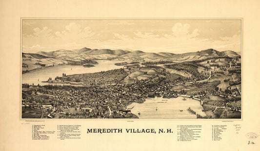 Meredith Village, N.H. (1889) – Historic Bird’s-Eye View Panorama Print