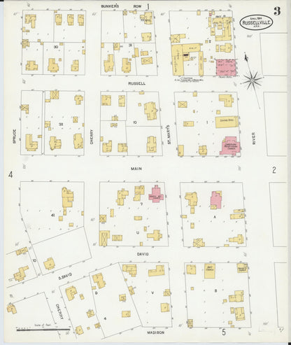 Sanborn Fire Insurance Map from Russellville, Pope County, Arkansas (1904), Sheet #0003 - Complete Map Set gallery image, historic Sanborn map, vintage wall art, Arkansas Arkansas