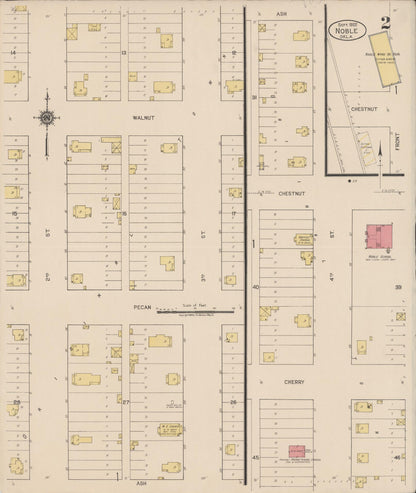 Sanborn Fire Insurance Map from Noble, Cleveland County, Oklahoma (1922), Sheet #0002 - Complete Map Set gallery image, historic Sanborn map, vintage wall art, Oklahoma Oklahoma