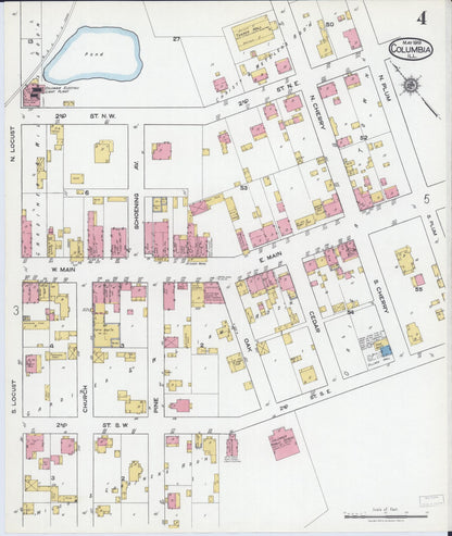 Sanborn Fire Insurance Map from Columbia, Monroe County, Illinois (1919), Sheet #0004 - Historic Sanborn Fire Insurance Map Print, vintage old map wall art, antique decor, genealogy gift, Illinois Illinois map