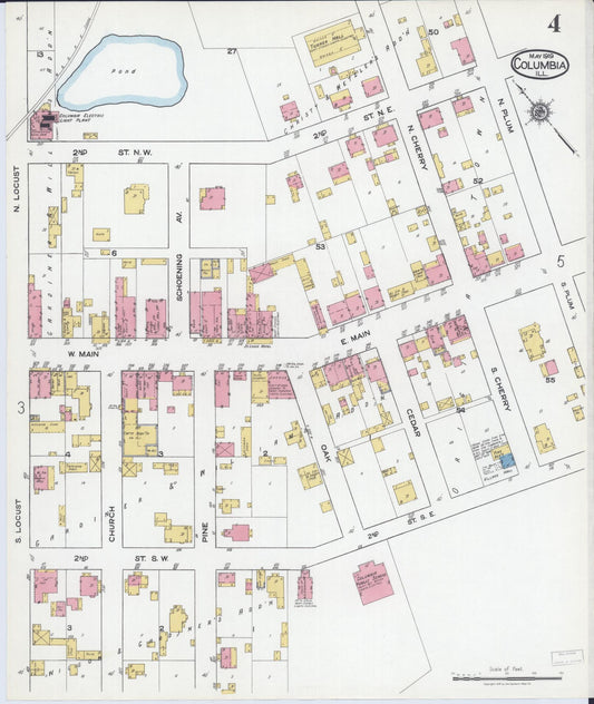 Sanborn Fire Insurance Map from Columbia, Monroe County, Illinois (1919), Sheet #0004 - Historic Sanborn Fire Insurance Map Print, vintage old map wall art, antique decor, genealogy gift, Illinois Illinois map