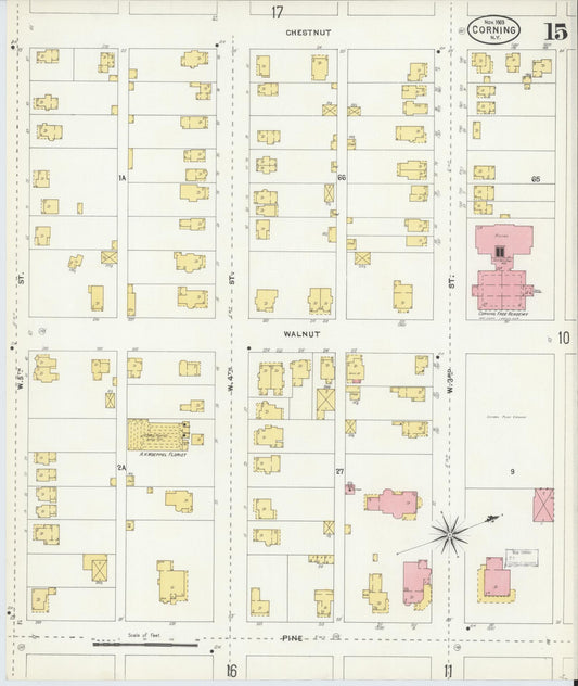 Sanborn Fire Insurance Map from Corning, Steuben County, New York (1903), Sheet #0015 - Historic Sanborn Fire Insurance Map Print, vintage old map wall art, antique decor, genealogy gift, New York New York map