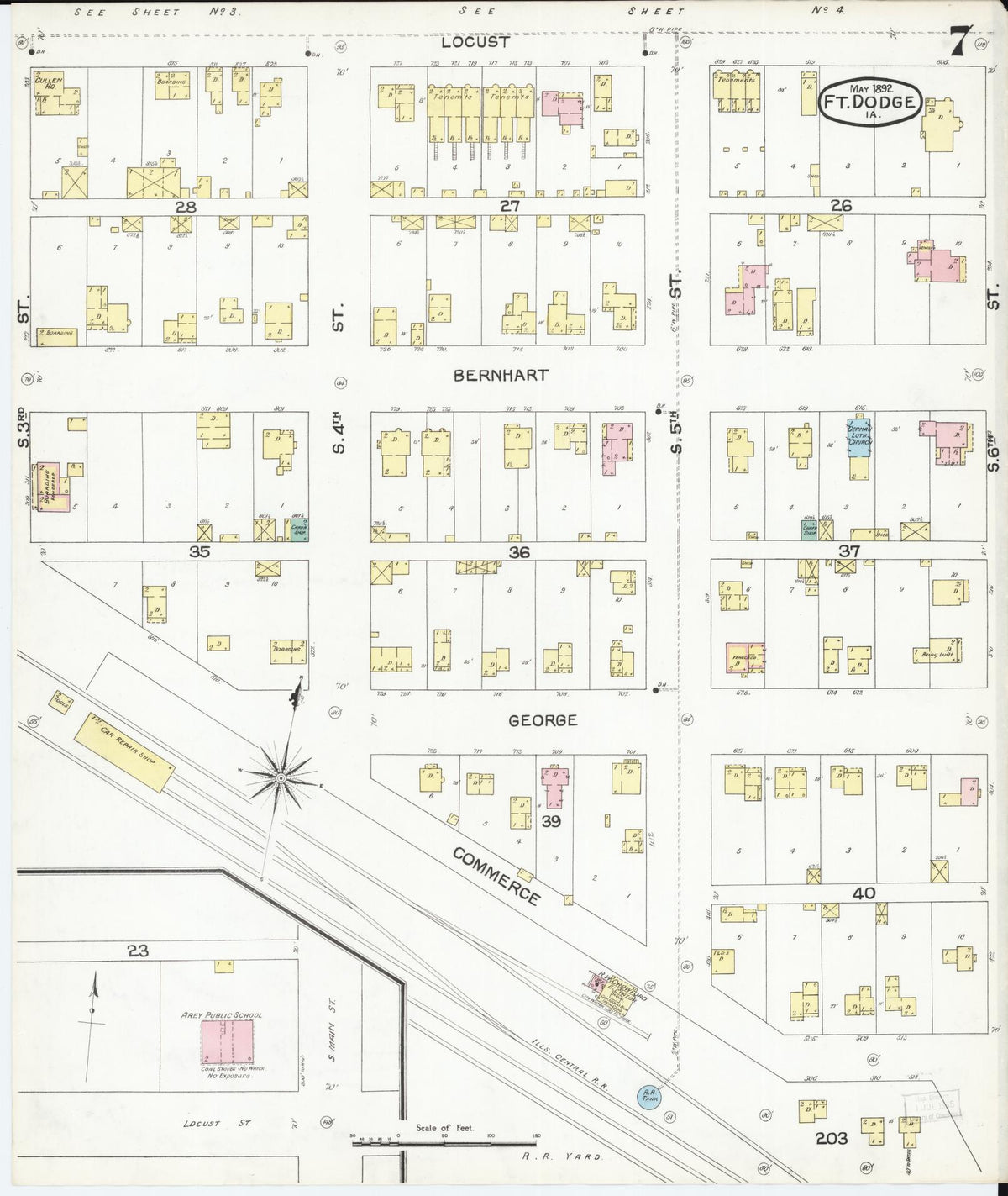 Sanborn Fire Insurance Map from Fort Dodge, Webster County, Iowa (1892), Sheet #0007 - Historic Sanborn Fire Insurance Map Print