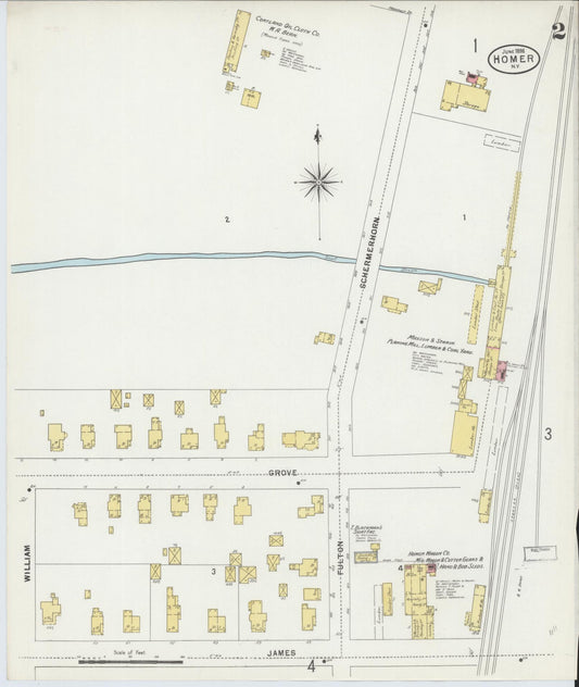 Sanborn Fire Insurance Map from Homer, Cortland County, New York (1898), Sheet #0002 - Historic Sanborn Fire Insurance Map Print, vintage old map wall art, antique decor, genealogy gift, New York New York map