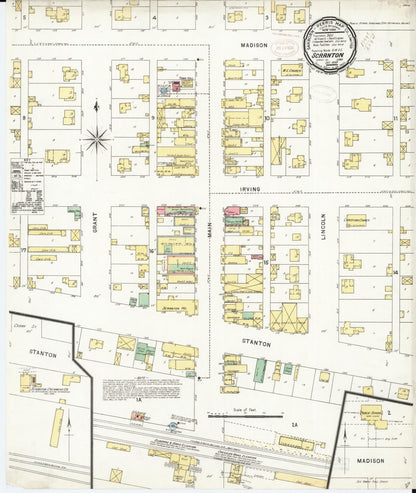 Sanborn Fire Insurance Map from Scranton, Greene County, Iowa (1898), Sheet #0001 - Historic Sanborn Fire Insurance Map Print, vintage old map wall art