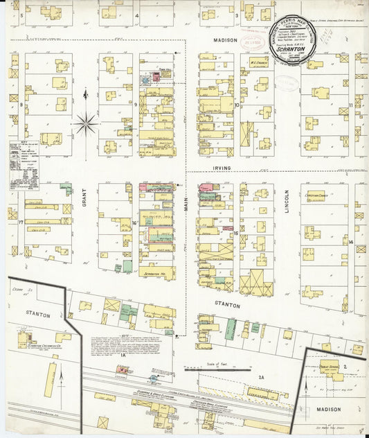 Sanborn Fire Insurance Map from Scranton, Greene County, Iowa (1898), Sheet #0001 - Historic Sanborn Fire Insurance Map Print, vintage old map wall art