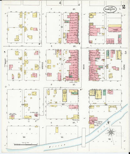 Sanborn Fire Insurance Map from Hamburg, Fremont County, Iowa (1899), Sheet #0002 - Historic Sanborn Fire Insurance Map Print