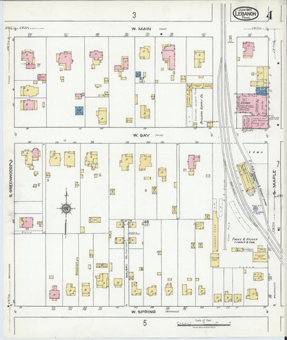 Sanborn Fire Insurance Map from Lebanon, Wilson County, Tennessee (1920), Sheet #0004 - Complete Map Set gallery image, historic Sanborn map, vintage wall art, Tennessee Tennessee