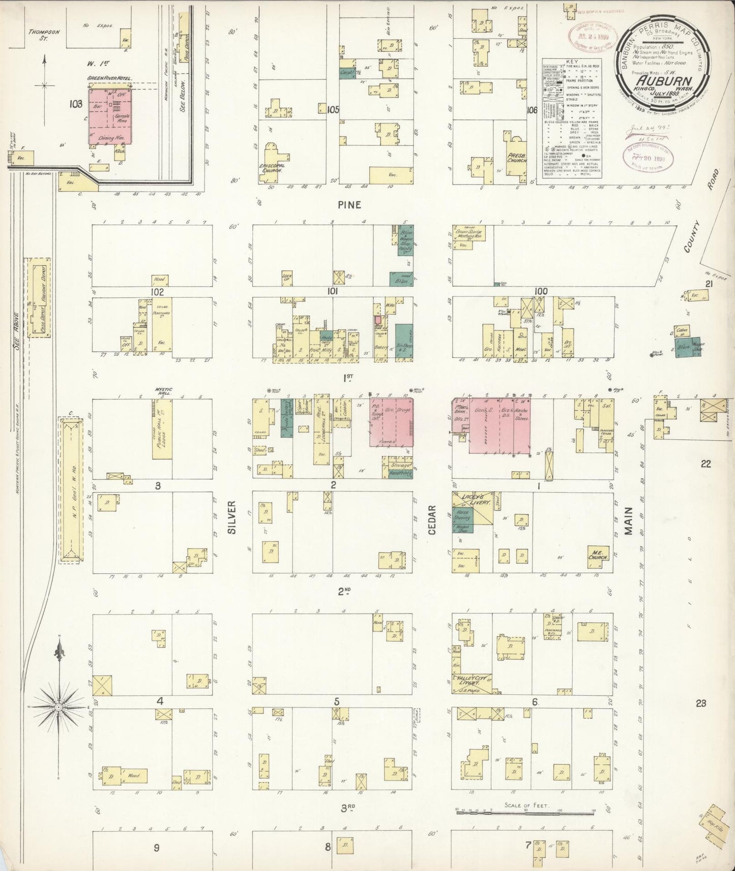 Sanborn Fire Insurance Map from Auburn [see also Slaughter], King County, Washington. (1899) – Historic Sanborn Fire Insurance Map Print