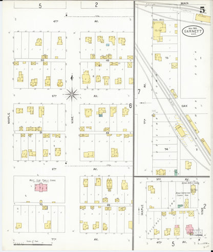 Sanborn Fire Insurance Map from Garnett, Anderson County, Kansas (1905), Sheet #0005 - Complete Map Set gallery image, historic Sanborn map, vintage wall art, Kansas Kansas