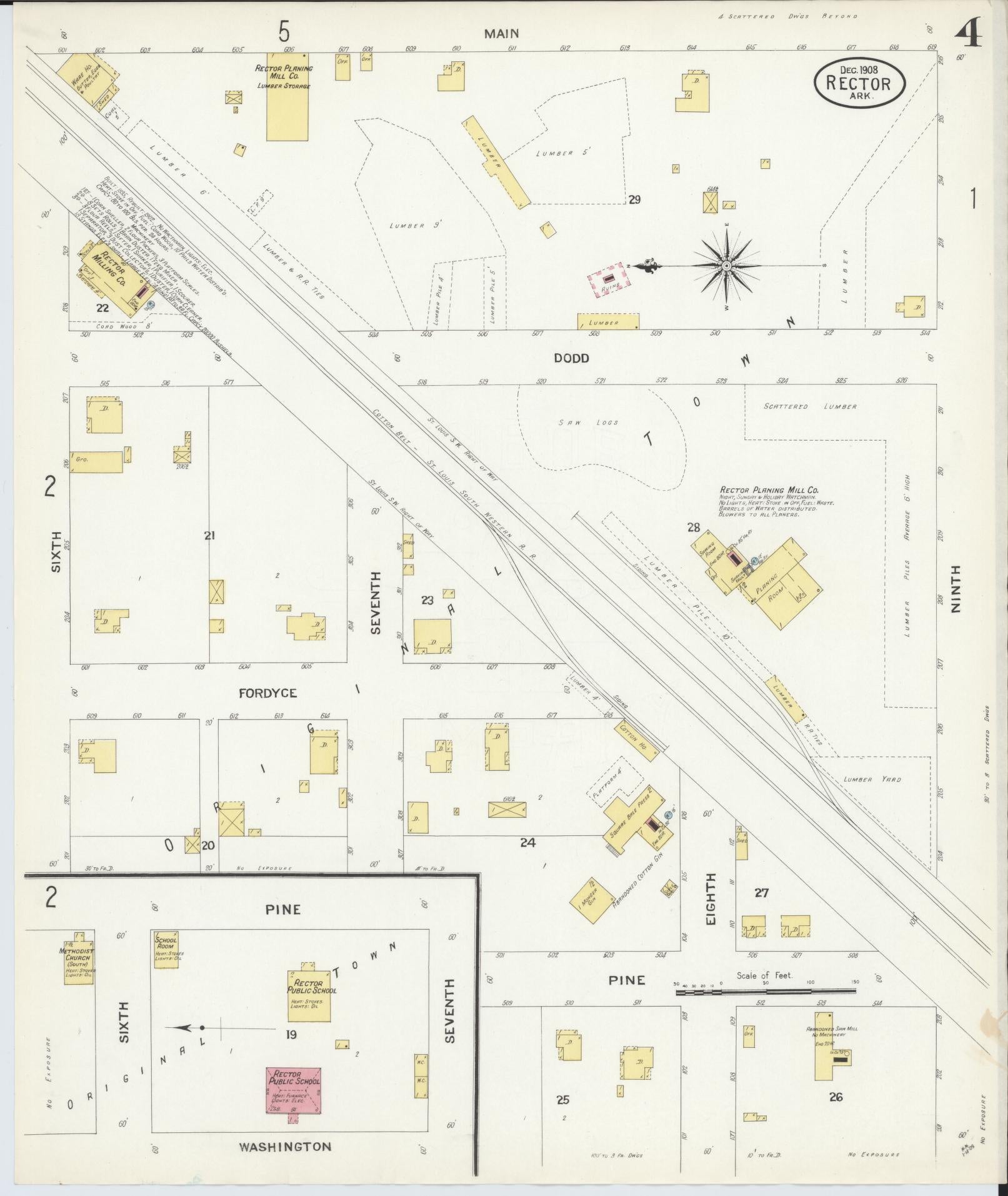 Sanborn Fire Insurance Map from Rector, Clay County, Arkansas (1908), Sheet #0004 - Historic Sanborn Fire Insurance Map Print, vintage old map wall art, antique decor, genealogy gift, Arkansas Arkansas map