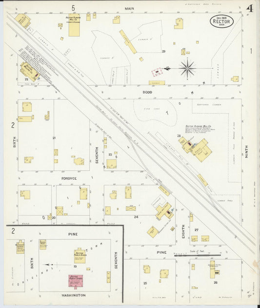 Sanborn Fire Insurance Map from Rector, Clay County, Arkansas (1908), Sheet #0004 - Historic Sanborn Fire Insurance Map Print, vintage old map wall art, antique decor, genealogy gift, Arkansas Arkansas map