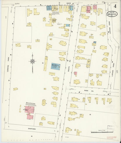 Sanborn Fire Insurance Map from Webster, Monroe County, New York (1912), Sheet #0004 - Historic Sanborn Fire Insurance Map Print, vintage old map wall art, antique decor, genealogy gift, New York New York map