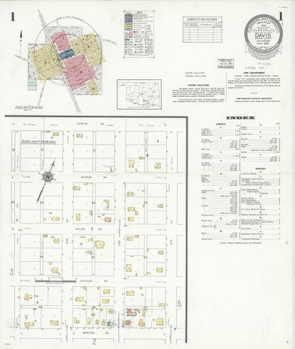 Sanborn Fire Insurance Map from Davis, Murray County, Oklahoma (1939), Sheet #0001 - Complete Map Set gallery image, historic Sanborn map, vintage wall art, Oklahoma Oklahoma