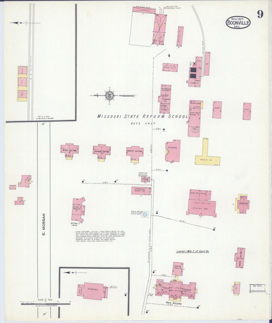 Sanborn Fire Insurance Map from Boonville, Cooper County, Missouri (1917), Sheet #0009 - Historic Sanborn Fire Insurance Map Print, vintage old map wall art, antique decor, genealogy gift, Missouri Missouri map