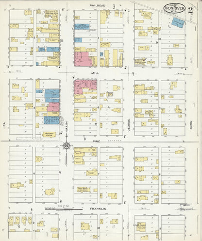 Sanborn Fire Insurance Map from Iron River, Bayfield County, Wisconsin (1917), Sheet #0002 - Complete Map Set gallery image, historic Sanborn map, vintage wall art, Wisconsin Wisconsin