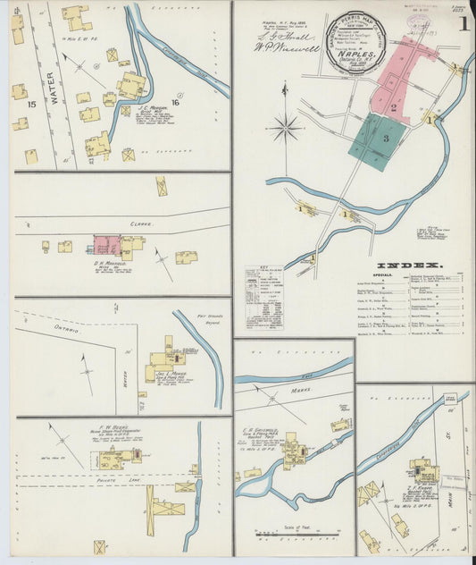 Sanborn Fire Insurance Map from Naples, Ontario County, New York (1893), Sheet #0001 - Historic Sanborn Fire Insurance Map Print, vintage old map wall art, antique decor, genealogy gift, New York New York map
