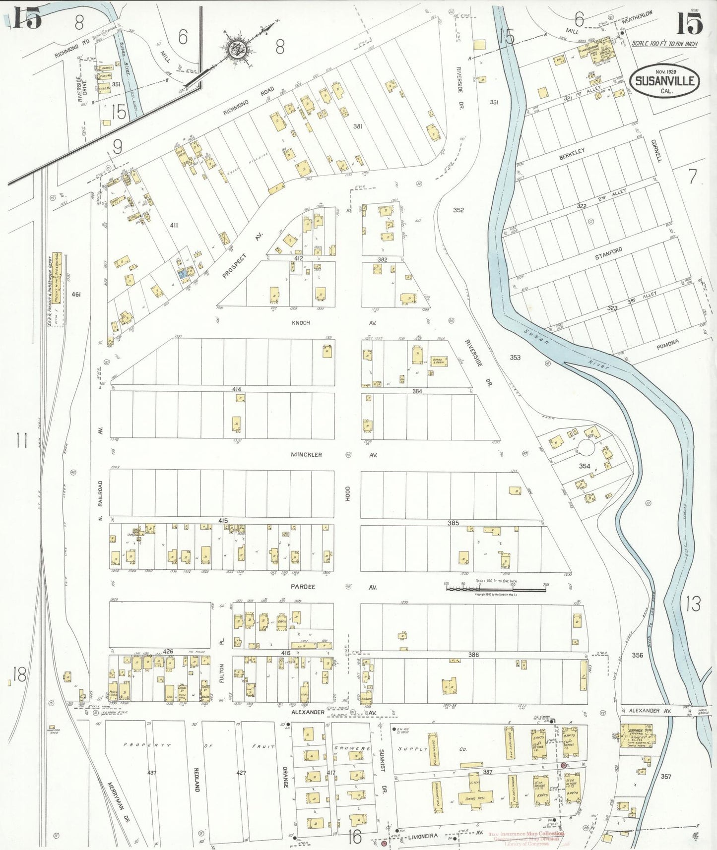 Sanborn Fire Insurance Map from Susanville, Lassen County, California (1929), Sheet #0015 - Complete Map Set gallery image, historic Sanborn map, vintage wall art, California California