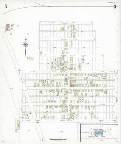Sanborn Fire Insurance Map from Port Saint Joe, Gulf County, Florida (1940), Sheet #0005 - Historic Sanborn Fire Insurance Map Print, vintage old map wall art, antique decor, genealogy gift, Florida Florida map