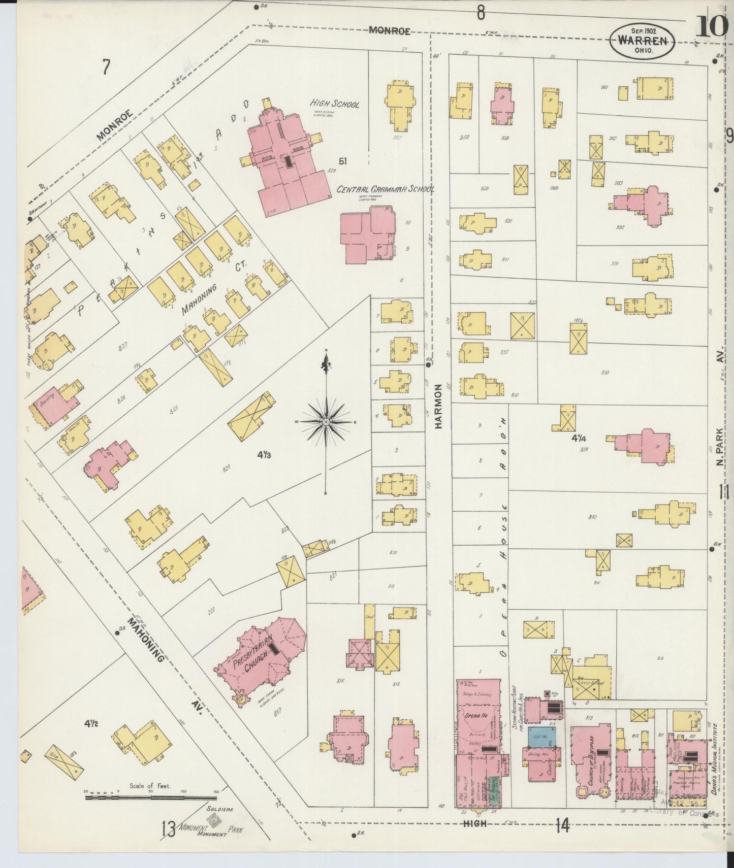 Sanborn Fire Insurance Map from Warren, Trumbull County, Ohio (1902), Sheet #0010 - Complete Map Set gallery image, historic Sanborn map, vintage wall art, Ohio Ohio