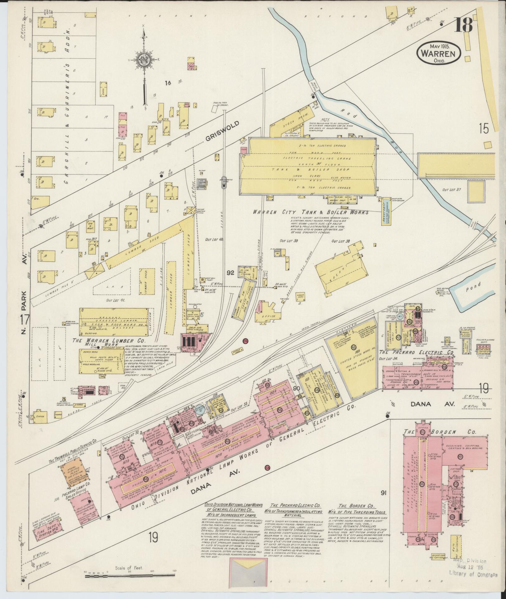 Sanborn Fire Insurance Map from Warren, Trumbull County, Ohio (1915), Sheet #0018 - Complete Map Set gallery image, historic Sanborn map, vintage wall art, Ohio Ohio