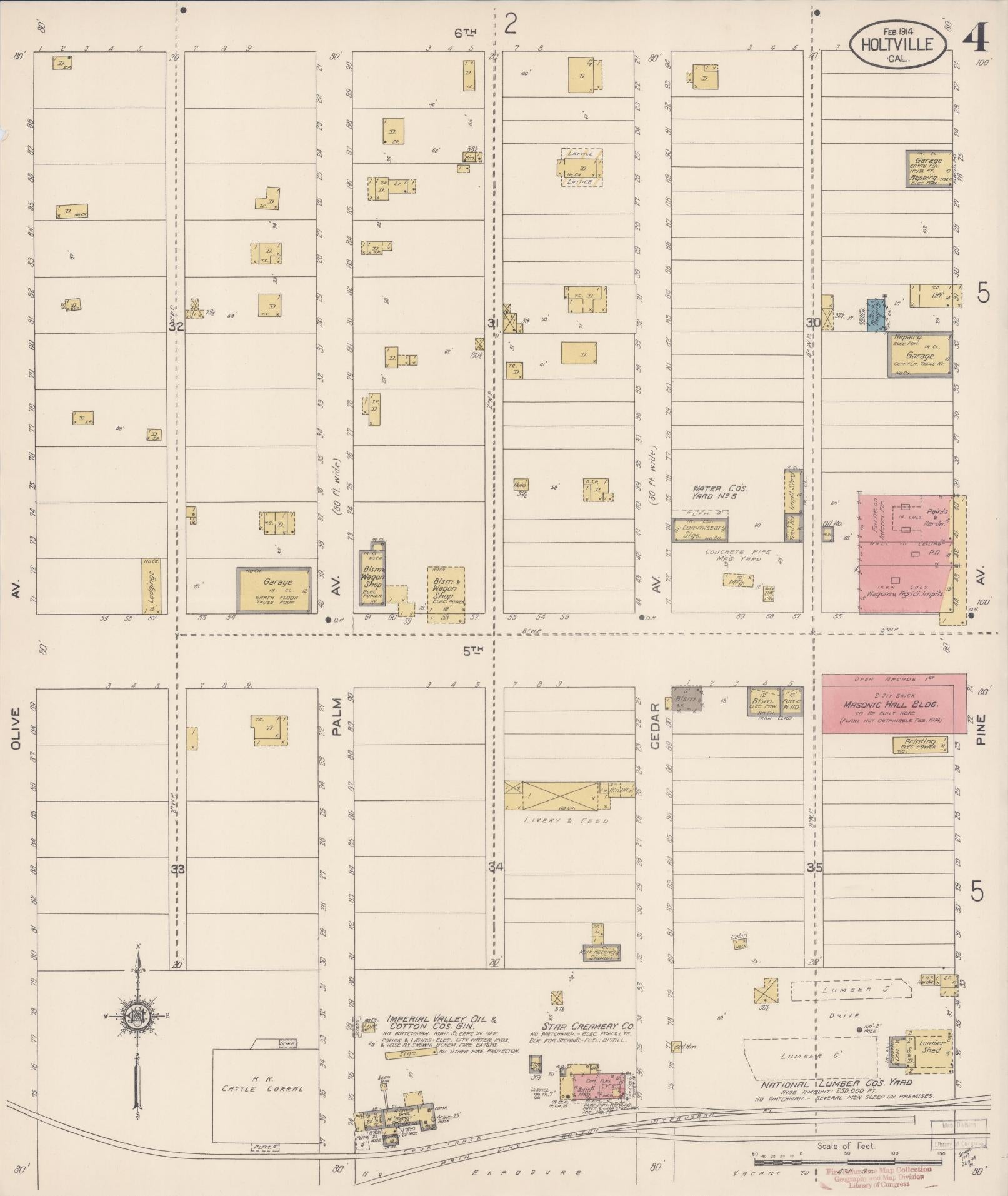 Sanborn Fire Insurance Map from Holtville, Imperial County, California (1914), Sheet #0004 - Historic Sanborn Fire Insurance Map Print, vintage old map wall art, antique decor, genealogy gift, California California map