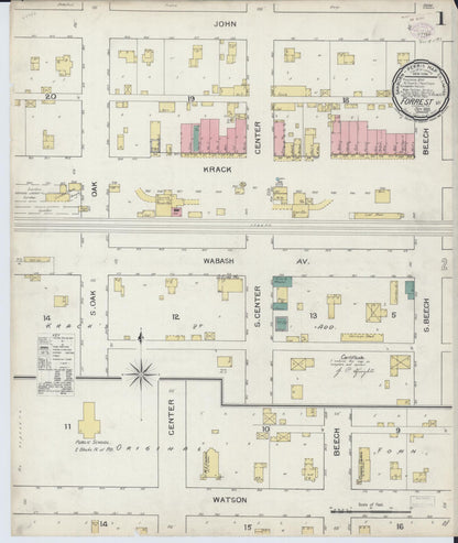 Sanborn Fire Insurance Map from Forrest, Livingston County, Illinois (1893), Sheet #0001 - Complete Map Set gallery image, historic Sanborn map, vintage wall art, Illinois Illinois