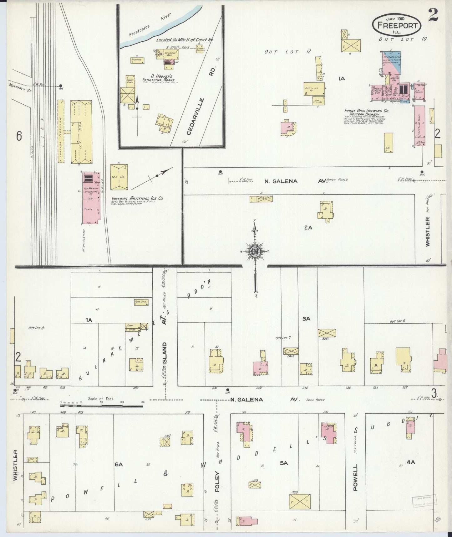 Sanborn Fire Insurance Map from Freeport, Stephenson County, Illinois (1910), Sheet #0002 - Complete Map Set gallery image, historic Sanborn map, vintage wall art, Illinois Illinois