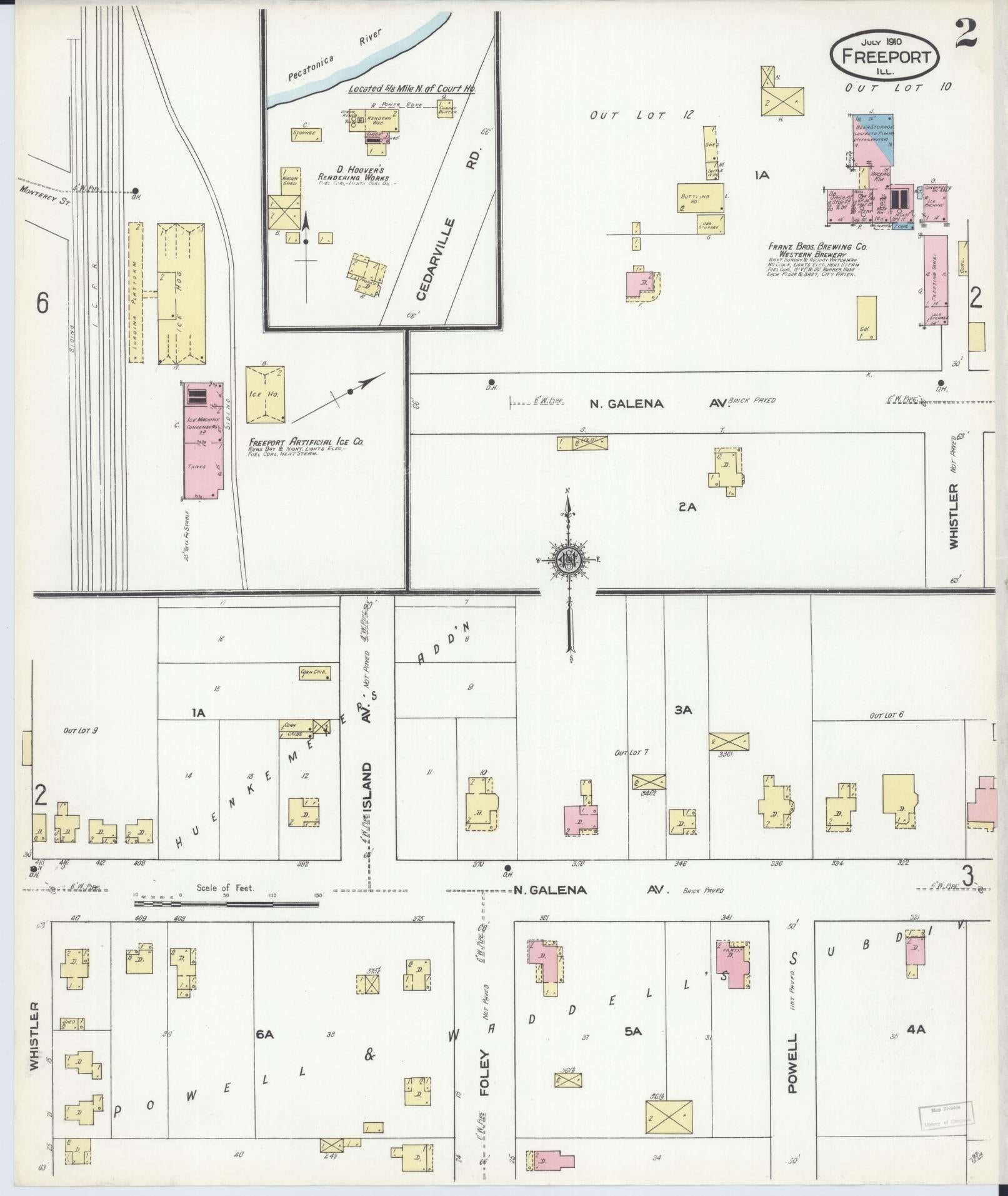Sanborn Fire Insurance Map from Freeport, Stephenson County, Illinois (1910), Sheet #0002 - Complete Map Set gallery image, historic Sanborn map, vintage wall art, Illinois Illinois