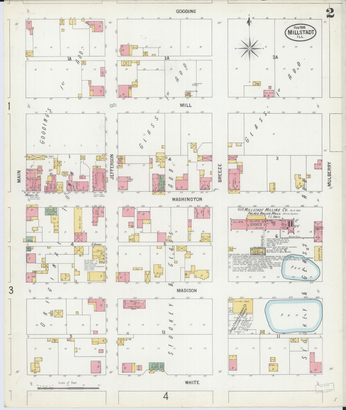 Sanborn Fire Insurance Map from Millstadt, Saint Clair County, Illinois (1900), Sheet #0002 - Complete Map Set gallery image, historic Sanborn map, vintage wall art, Illinois Illinois