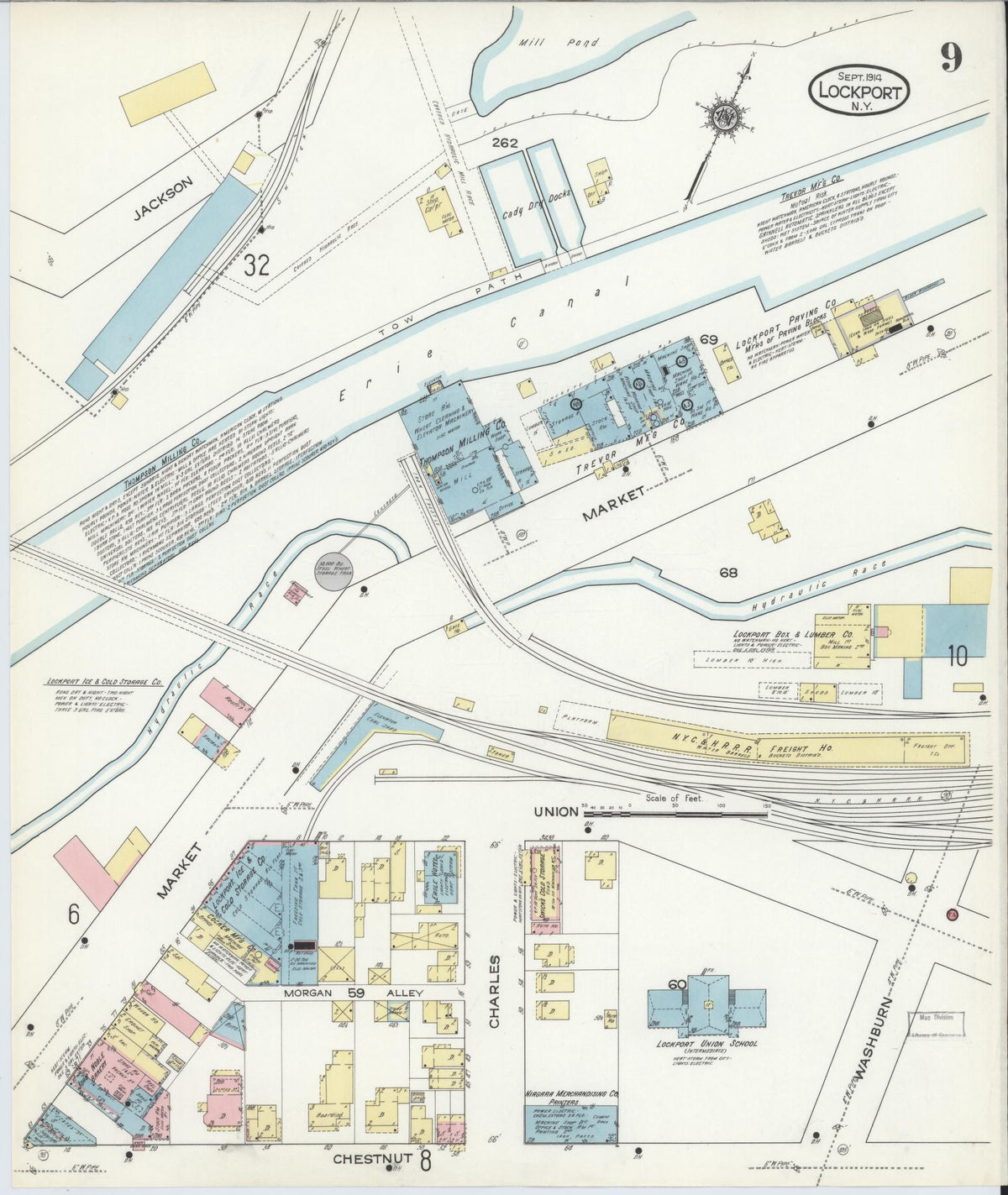 Sanborn Fire Insurance Map from Lockport, Niagara County, New York (1914), Sheet #0009 - Complete Map Set gallery image, historic Sanborn map, vintage wall art, New York New York