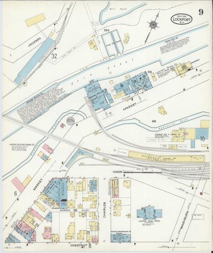 Sanborn Fire Insurance Map from Lockport, Niagara County, New York (1914), Sheet #0009 - Complete Map Set gallery image, historic Sanborn map, vintage wall art, New York New York