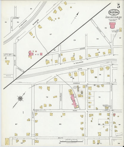 Sanborn Fire Insurance Map from Buford, Gwinnett County, Georgia (1921), Sheet #0005 - Complete Map Set gallery image, historic Sanborn map, vintage wall art, Georgia Georgia