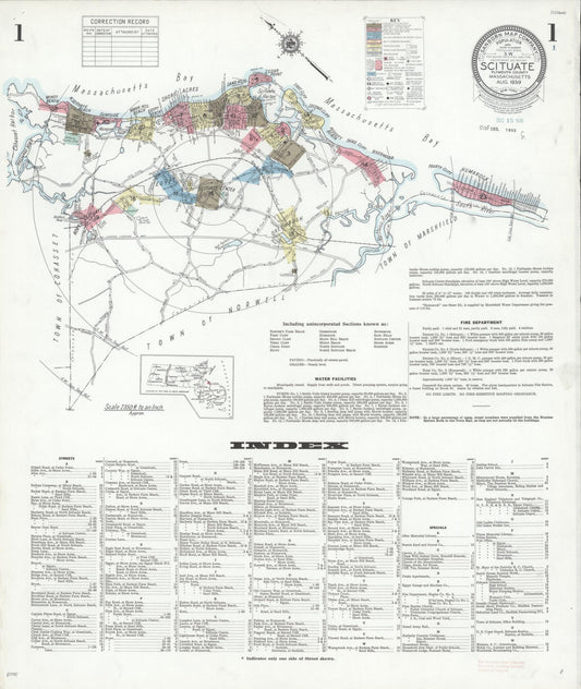 Sanborn Fire Insurance Map from Scituate, Plymouth County, Massachusetts (1939), Sheet #0001 - Historic Sanborn Fire Insurance Map Print, vintage old map wall art, antique decor, genealogy gift, Massachusetts Massachusetts map