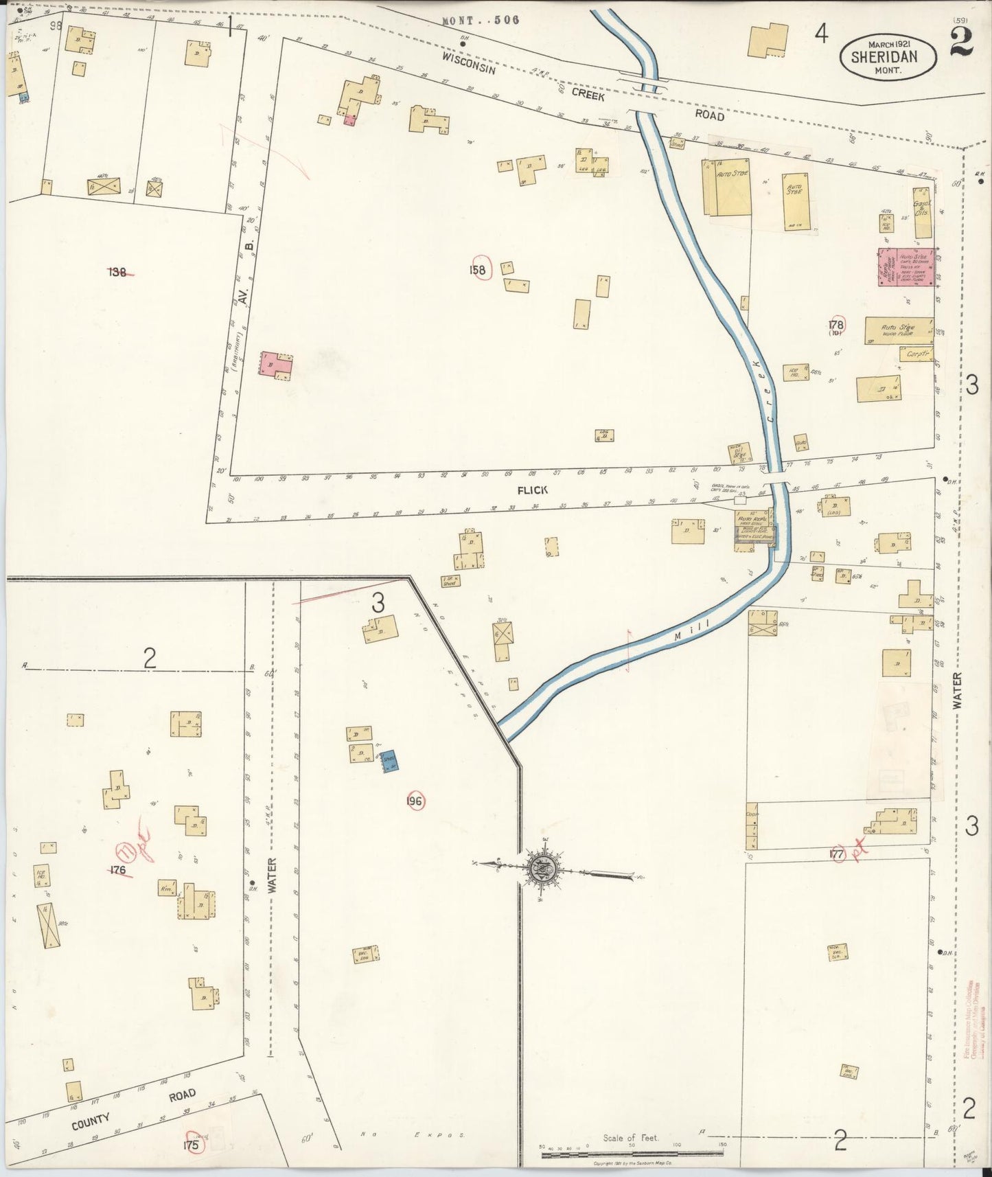Sanborn Fire Insurance Map from Sheridan, Madison County, Montana (1927), Sheet #0002 - Complete Map Set gallery image, historic Sanborn map, vintage wall art, Montana Montana