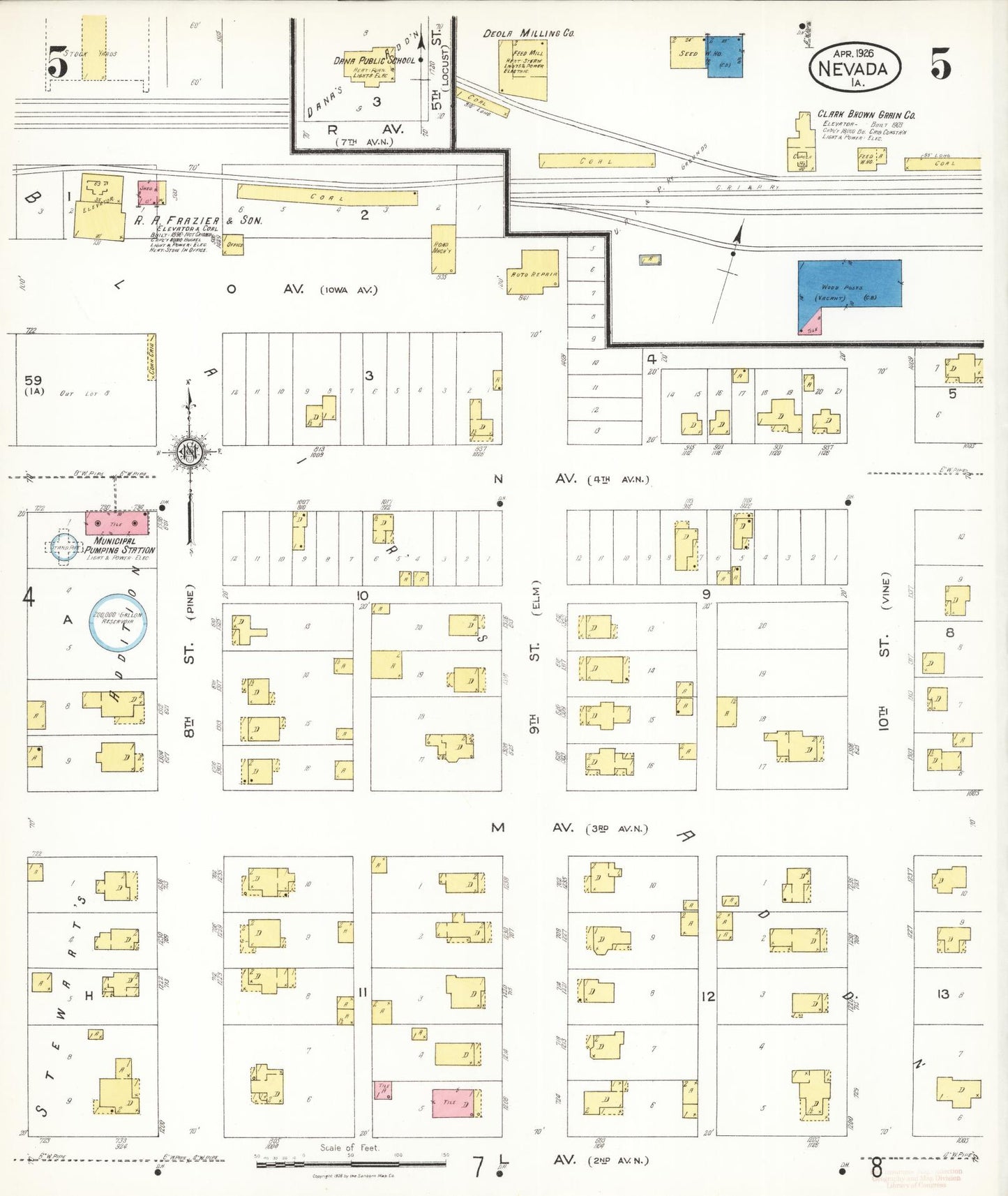Sanborn Fire Insurance Map from Nevada, Story County, Iowa (1926), Sheet #0005 - Complete Map Set gallery image, historic Sanborn map, vintage wall art, Nevada Nevada