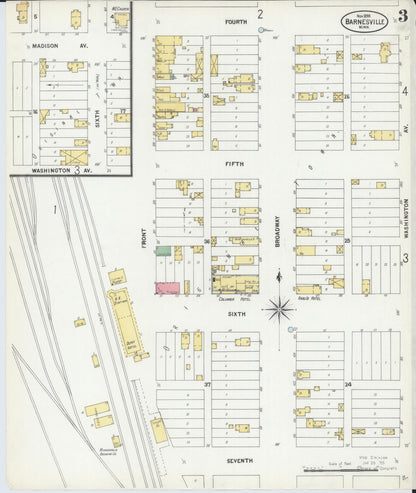 Sanborn Fire Insurance Map from Barnesville, Clay County, Minnesota (1899), Sheet #0003 - Historic Sanborn Fire Insurance Map Print, vintage old map wall art, antique decor, genealogy gift, Minnesota Minnesota map
