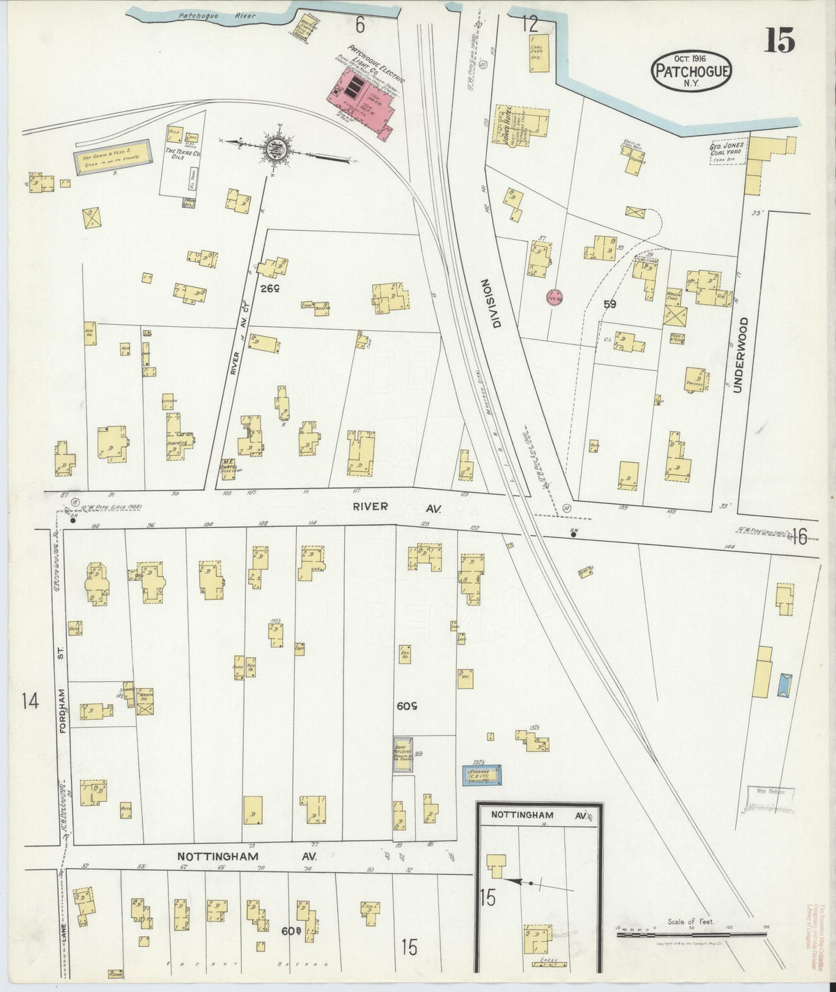 Sanborn Fire Insurance Map from Patchogue, Suffolk County, New York (1916), Sheet #0015 - Complete Map Set gallery image, historic Sanborn map, vintage wall art, New York New York