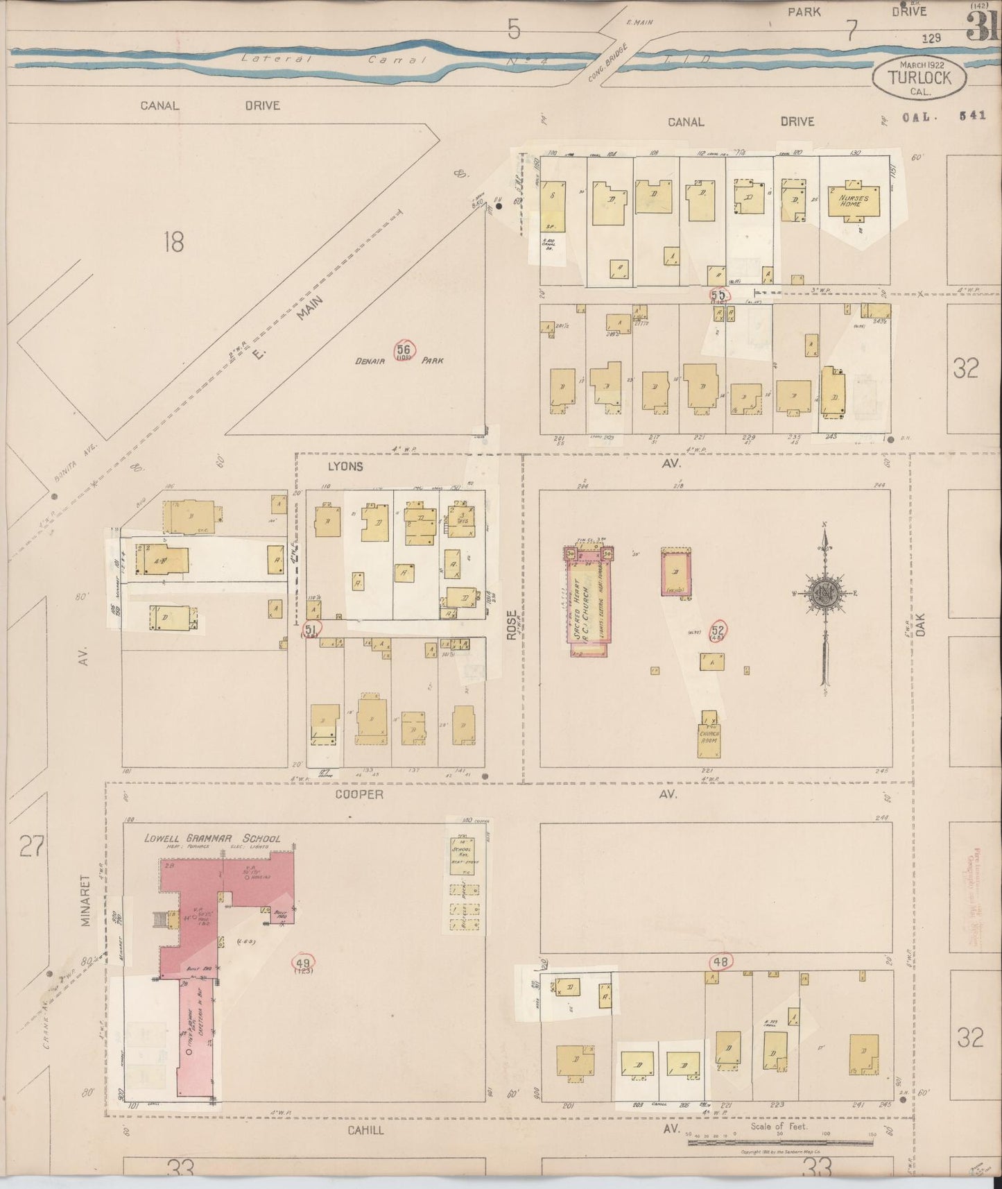 Sanborn Fire Insurance Map from Turlock, Stanislaus County, California (1943), Sheet #0031 - Complete Map Set gallery image, historic Sanborn map, vintage wall art, California California