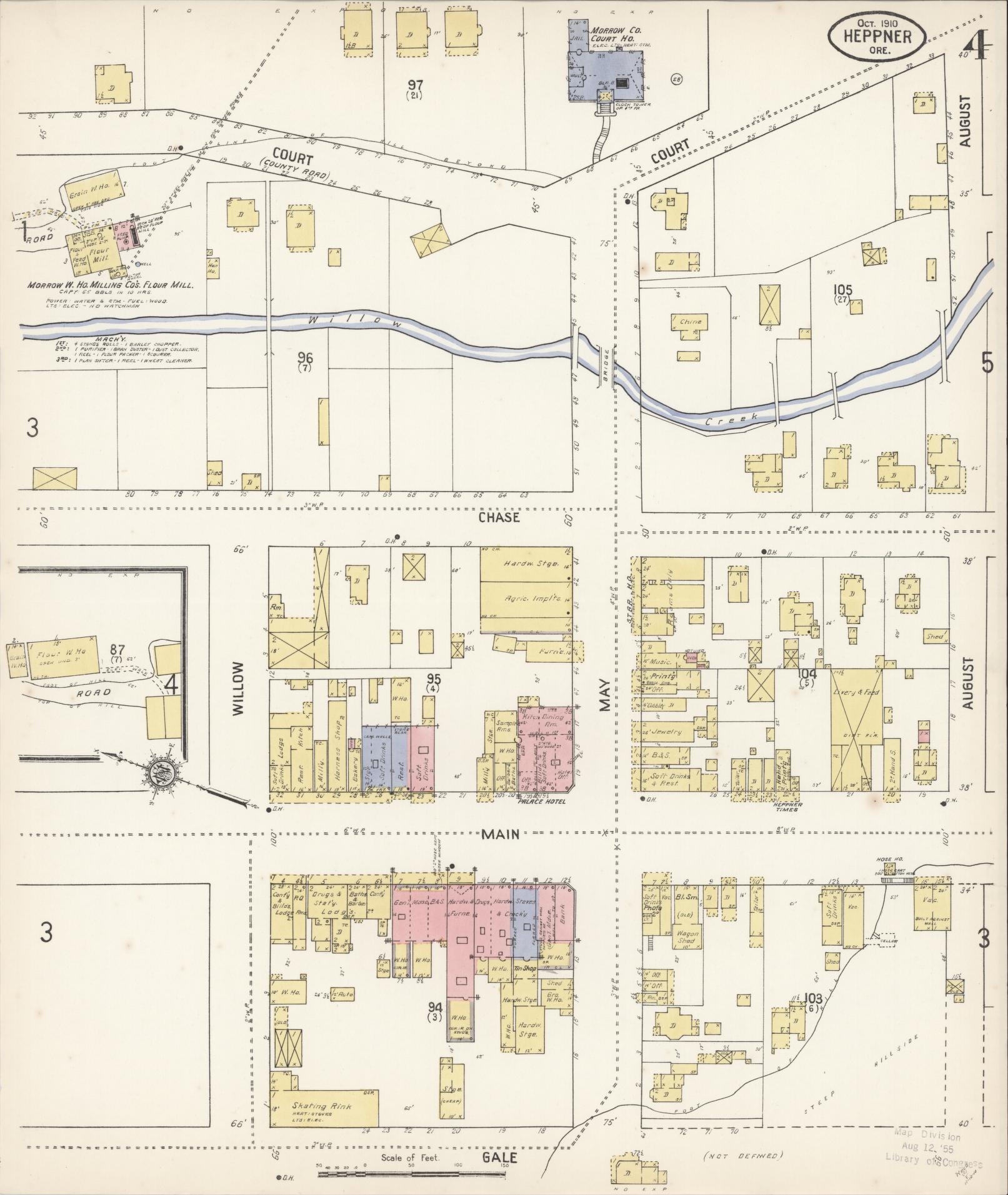 Sanborn Fire Insurance Map from Heppner, Morrow County, Oregon (1910), Sheet #0004 - Historic Sanborn Fire Insurance Map Print, vintage old map wall art, antique decor, genealogy gift, Oregon Oregon map