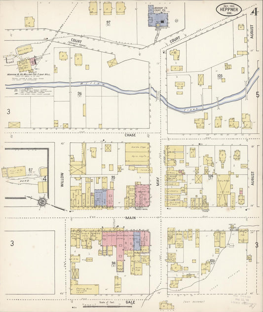 Sanborn Fire Insurance Map from Heppner, Morrow County, Oregon (1910), Sheet #0004 - Historic Sanborn Fire Insurance Map Print, vintage old map wall art, antique decor, genealogy gift, Oregon Oregon map
