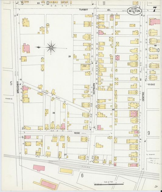 Sanborn Fire Insurance Map from Milton, Northumberland County, Pennsylvania (1901), Sheet #0007 - Historic Sanborn Fire Insurance Map Print, vintage old map wall art, antique decor, genealogy gift, Pennsylvania Pennsylvania map