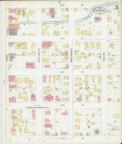 Sanborn Fire Insurance Map from Louisiana, Pike County, Missouri (1902), Sheet #0005 - Complete Map Set gallery image, historic Sanborn map, vintage wall art, Missouri Missouri